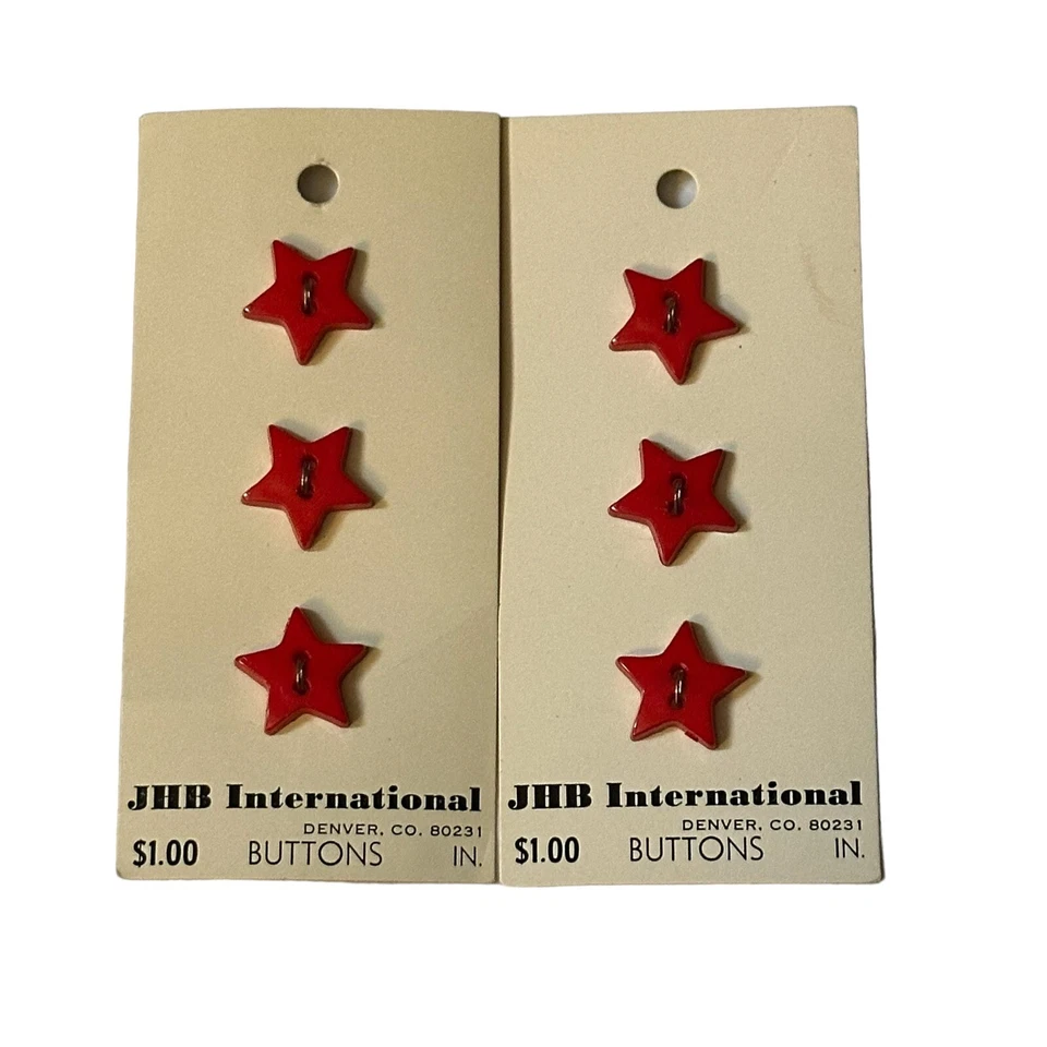 Vintage JHB International Red Button Stars Collection New Old Stock On Card - Image 1 of 1