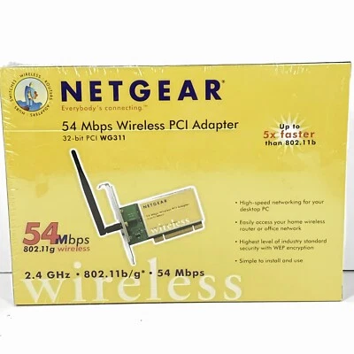 Netgear Wireless PCI Adapter 54 MBPS WG311NA - New/Sealed - Image 1 of 3