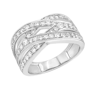 1.00Ct Round Cut Lab Grown VS/FG Diamond Crossover Wedding Band 10K White Gold - Picture 1 of 11