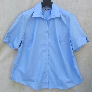 Edwards WOMENS Short Slv 5245 NWOT Blue SHIRT 3XL 2XL Poplin Blouse Top Wht 4XL - Picture 1 of 15