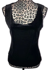Dress Barn Collection Top Blouse Size M Sleeveless Black Suede  - Picture 1 of 5