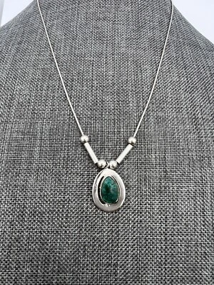 "Collar turquesa verde lágrima de plata de ley 16,50""" Foto 1 de 4