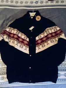 Aztec fleece Navajo jacket in black new with tags, man and woman coat, 80s 90s  - Picture 1 of 6
