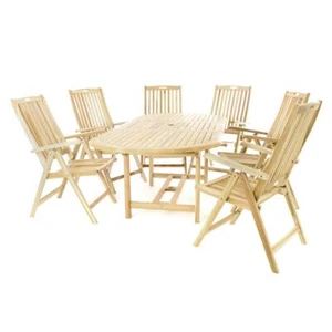 DIVERO Gartengarnitur Sitzgruppe Holz Gartenmöbel Set Teak 7tlg. 170/230 cm - Bild 1 von 8