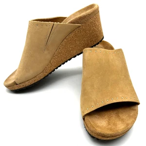 Sandalias Birkenstock Papillio Namica Remaches Cuero Gamuza Tostado Corcho Cuña Sin Cordones - Imagen 1 de 12