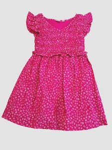 Gap Kids Girls Short Flutter Sleeve Dress Smocked Size XS 4/5 Floral Pink - Picture 1 of 8