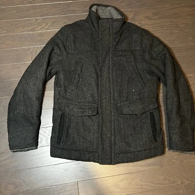 Abercrombie Fitch Premium Wool Coat/Jacket Mens Small Black/Grey Outdoors Zip - Image 1 of 4