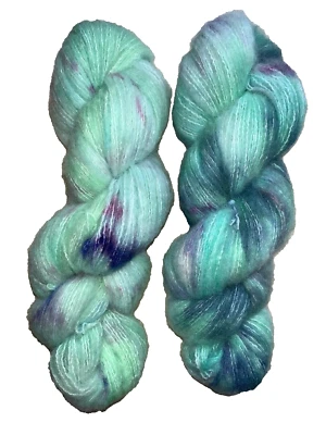 100 g BABYALPAKA-PIMA COTTON-MERINO *FLUFF*Garn  Handgefärbt *FEATHER  FLY* - Bild 1 von 2