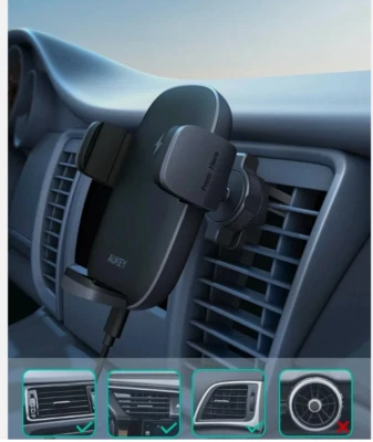 66W Fast Wireless Car Charger Automatic Clamping Mount Air Vent Phone Holder US - Image 1 of 4
