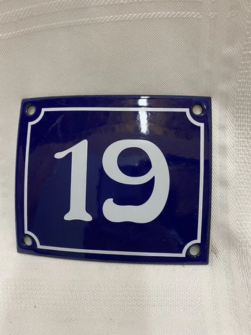 Vintage Style Blue Enamel Porcelain French House Number Door Steel Metal Sign 19 Cover