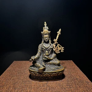 65MM Antiguo Tíbet Budismo Bronce Padmasambhava Guru Rinpoche Buda Dios Estatua - Imagen 1 de 5