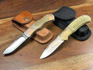 TSA CONFISCATED BROWNING RAMS HORN Folding Pocket Knife + New Sheaths (Lot of 2) - Picture 1 of 23