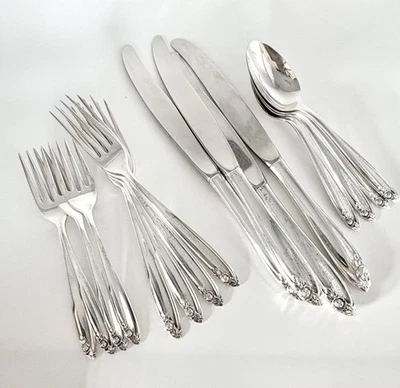 16pc Sterling GORHAM Lily of the Valley Silver 4 pc. Place Sets 496g+ knives - Image 1 of 4