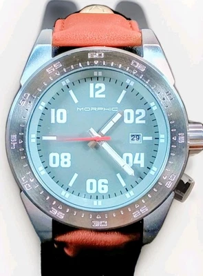 Morphic NUEVO Reloj Hombre Acero Inoxidable Esfera Gris Correa Marrón Japón Cuarzo Foto 1 de 4