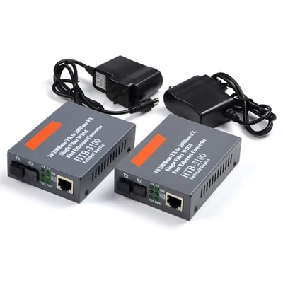 25km HTB-3100 One Fiber SC Port External Power Supply Optical Media Converter r - Image 1 of 4