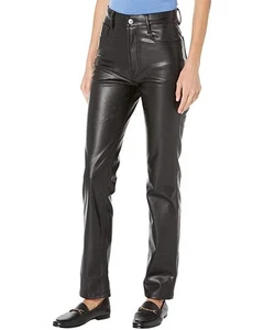 Pantalón ajustado de cuero de cordero negro para mujer - Jeans de cuero suave genuino - Imagen 1 de 5