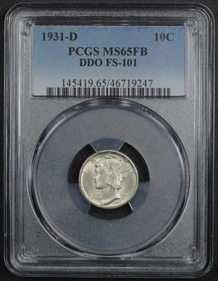1931 D Doubled Die Obverse DDO FS-101 Full Bands Mercury Dime 10C PCGS MS 65 FB - Image 1 of 4