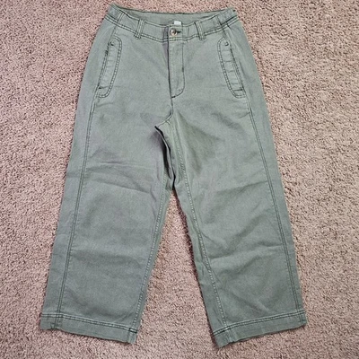 Old Navy High Rise Wide Leg Pants Womens 4 Petite Green Cotton Stretch Zipper - Image 1 of 4