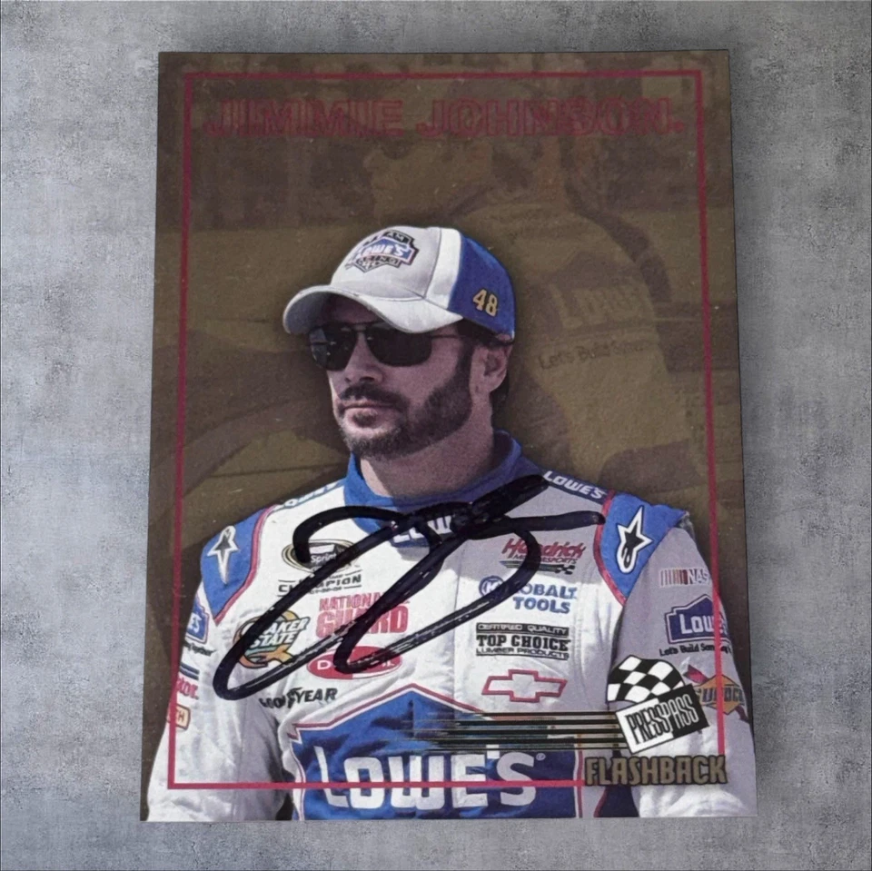 Jimmie Johnson NASCAR HOFer 7-TIME CHAMP signed card 2010 PRESS PASS FLASHBACK - Image 1 of 1