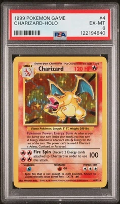 1999 POKEMON BASE SET UNLIMITED #4 CHARIZARD-HOLO PSA 6 - Image 1 of 2