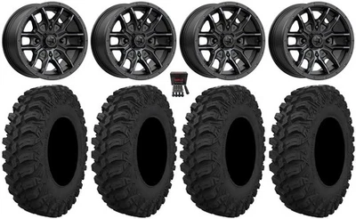 MSA Fang 15" Wheels Black 32" Crawler AT Tires Polaris Sportsman / RZR / Ranger - Image 1 of 4