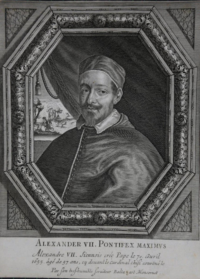 Papst Alexander VII. (1599-1667). Portrait. Kupferstich ca. 1660 - Bild 1 von 1