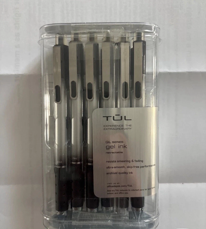 TUL GL Series Retractable Gel Pens 0.5mm Fine Point - Black Ink 12-Pack - NEW! - Image 1 of 1