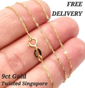 9ct Gold Necklace Chain Fine Twisted Singapore - 0.8mm - Choose your size - Picture 1 of 10