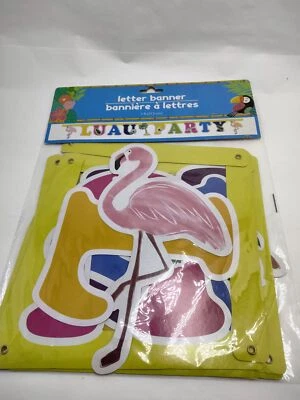 Guirnalda de 7 pies de palmera flamenca bandera letras LUAU PARTY Foto 1 de 4