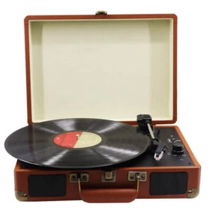 Vintage Retro Vinyl Record Player Built-In Speakers Portable Suitcase Turntable - Picture 1 of 12