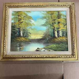 Landscape painting, oil on canvas, signed Keeton, housed in a period wood - Picture 1 of 5