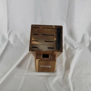 Sabatier, 10-Pc Edgekeeper Cutlery Acacia Wood Knife Block built in sharpener - Picture 1 of 10