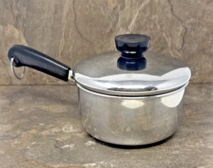 Revere Ware 1 Qt Stainless Tri-Ply Disc Bottom Sauce Pan & Lid Clinton Ill USA - Picture 1 of 7