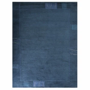 Alfombra ecológica de lana Tibbati anudada a mano azul contemporáneo BBT00206 - Imagen 1 de 7