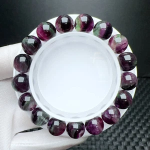 11mm Natural Watermelon Rainbow Clear Fluorite Quartz Crystal Beads Bracelet - Picture 1 of 6