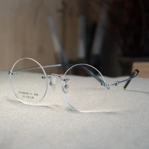 Montura de gafas redondas de titanio para hombre Gafas redondas plateadas Gafas Steve Jobs - Imagen 1 de 9