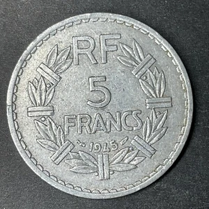 1945 FRANCIA Moneta 5 Franchi Monete Estere Mondiali Alluminio WWII WW2 - Foto 1 di 2