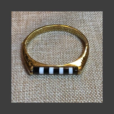 Kate Spade NY Goldtone Squared Bangle Black / White lines - Image 1 of 4