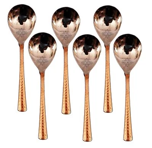Steel Copper Rice Spoon,Serving Home Restaurant, Dinnerware Set (8'' Inch) 6 Pic - Picture 1 of 2