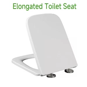 Toilet Seat Rectangle Elongated Toilet Lid Quick Release Quiet Soft Close White - Picture 1 of 2
