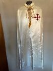 Red Cross of Constantine Robe/Mantle - White Satin Fabric with Gold Cord