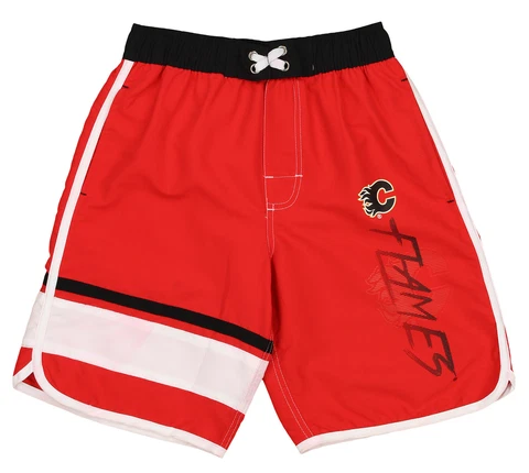 Outerstuff NHL Youth (8-20) Calgary Flames Swim Shorts, Red Cover
