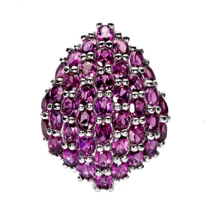 Anillo de plata de ley 925 ovalado rodolita piedras preciosas naturales tamaño de joyería Foto 1 de 4