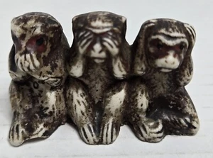 Vtg Hear See Speak No Evil Monkeys Handmade/Painted Japan Collectible Figurines - Picture 1 of 6