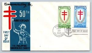 FDC 1960 Manila Philippines 50th Philippine Tuberculosis Society Nurse Cachet - Picture 1 of 2