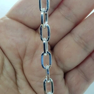Sterling Silver Paperclip Cable Chain Necklace Bracelet Square Wire 6.5mm 7"~30" - Picture 1 of 14