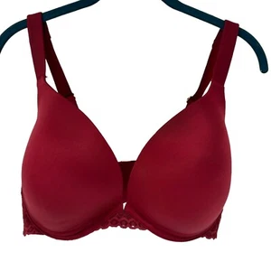 Soutien-gorge Joyspun 38DDD câblé dos rouge fermeture soutien-gorge boost rembourré dentelle garniture sexy - Photo 1/11