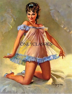 1961 Brown & Bigelow Gil Elvgren Pin-Up Print Mitzi In Bedroom See Thru Attire - Picture 1 of 1