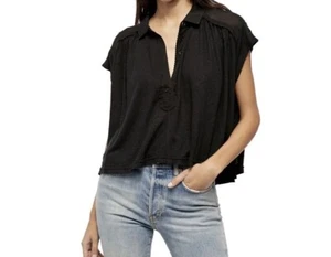 $78 Free People Top Low Down Knit Black Shirt Small Cp3 - Picture 1 of 2
