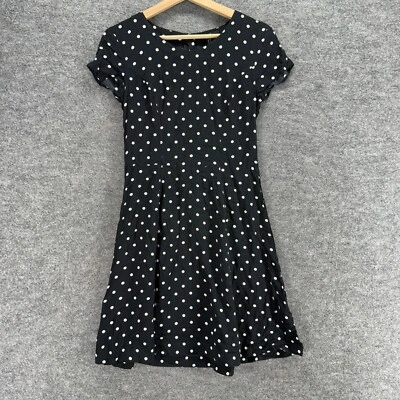 Vestido H&M Mujer 8 Negro Lunares Funda Midi Cremallera Manga Corta Cuello Redondo Foto 1 de 4